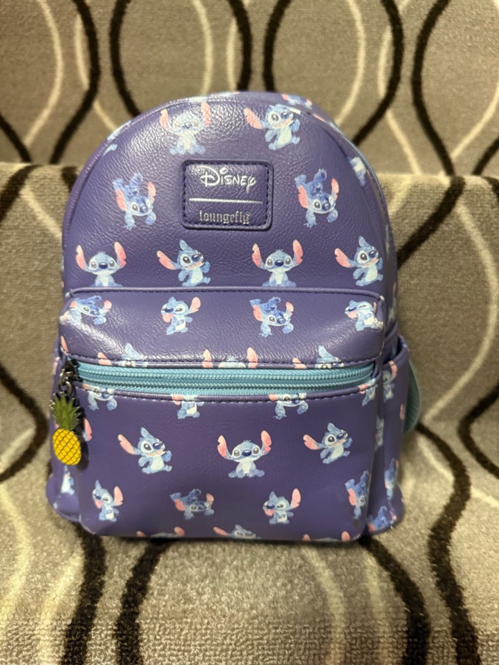 Loungefly Purple Disney Stitch Pineapple Charm Mini Backpack